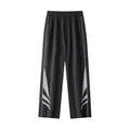 Men's straight leg casual sports trousers in black or grey with elastic waist