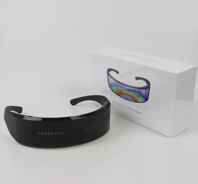 MORLIGHT LED display glasses for DJ music party, black full-frame ABS, unisex