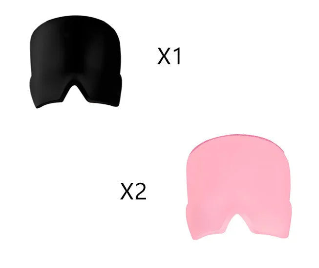 Elastic cloth gel eye mask for headache relief with adjustable headband in black colour
