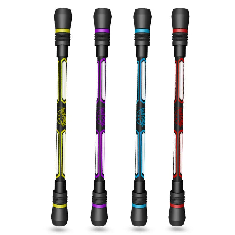 Frosted grip spinning pen with 0.35mm fine writing tip showing anti-slip silica gel section