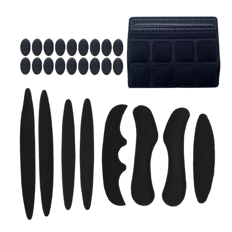 Cycling helmet sponge liner with velcro chin strap in blue, black, red, and grey colour options