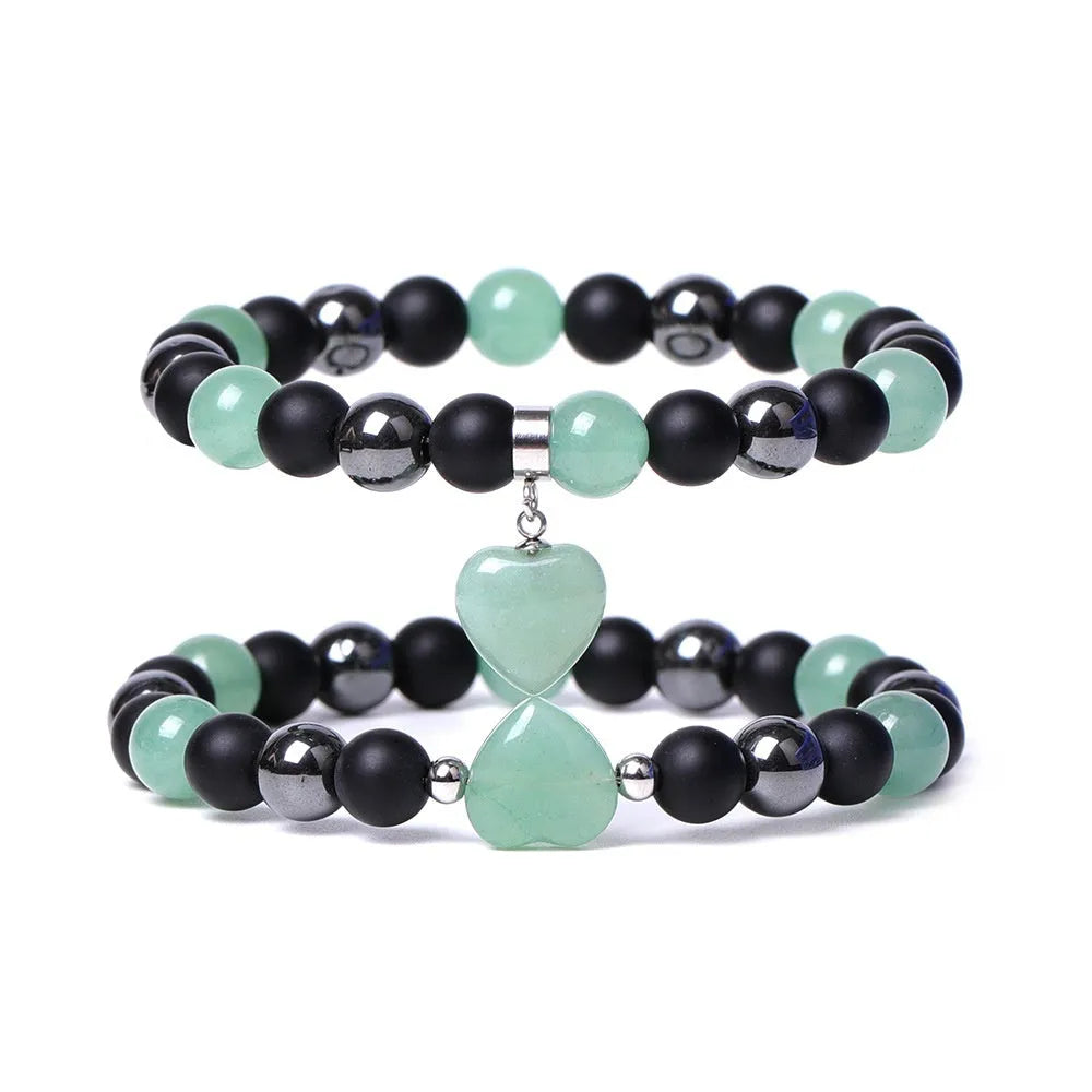 Lvdongling Tigereye hand-cut peach heart geometric stone bracelet with moon and planet charms