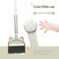 Purple broom and dustpan set with rotating head and brush holder storage