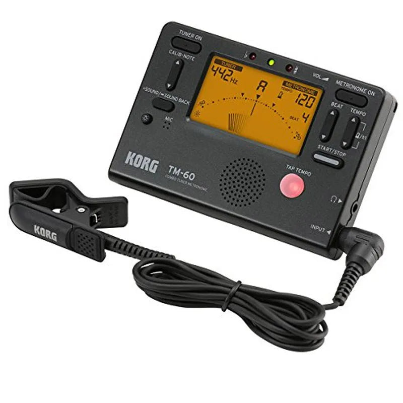 TM-60 universal metronome tuner with plastic shell, tempo display, and control buttons for musical timing practice