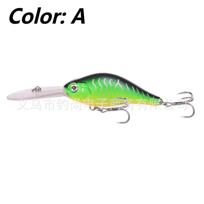Little Fat Man deep diving fishing lure measuring 10.5 cm in length with long tongue board design