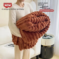 Soft Wind double-sided thick faux rabbit fur velvet blanket in a solid colour, shown folded.