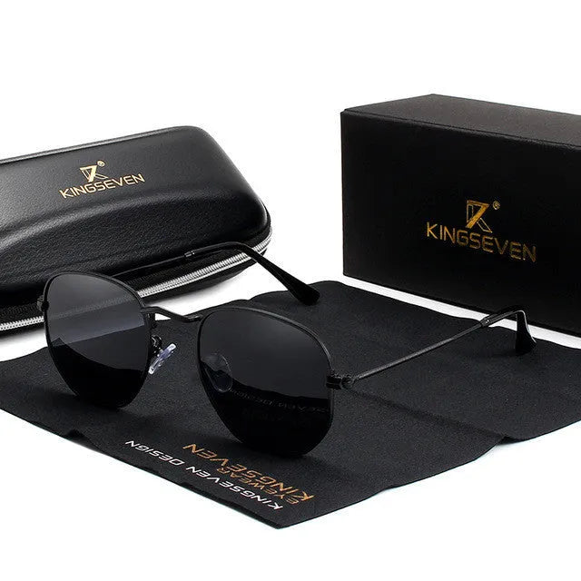 Classic round retro sunglasses for men in black frame with adjustable arms.