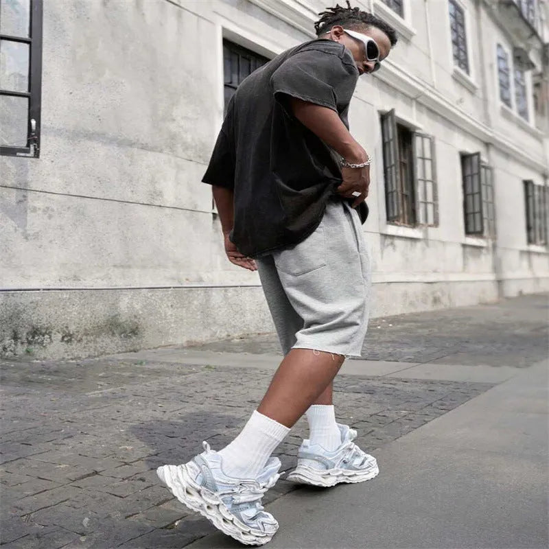 Men's straight leg trousers in polyester fabric for sports and street hip-hop style
