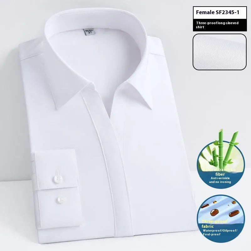 Men's waterproof bamboo fibre business shirt with square collar in slim fit design