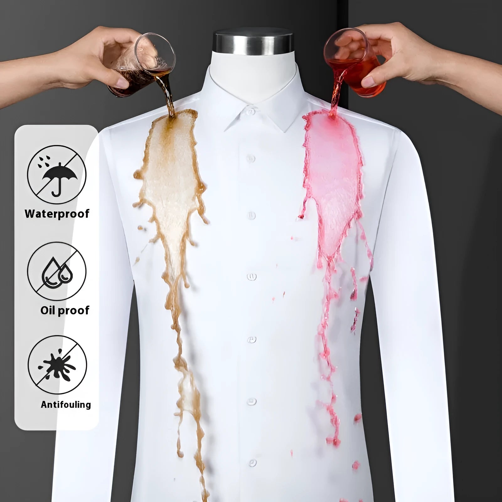 Men's waterproof bamboo fibre business shirt with square collar in slim fit design