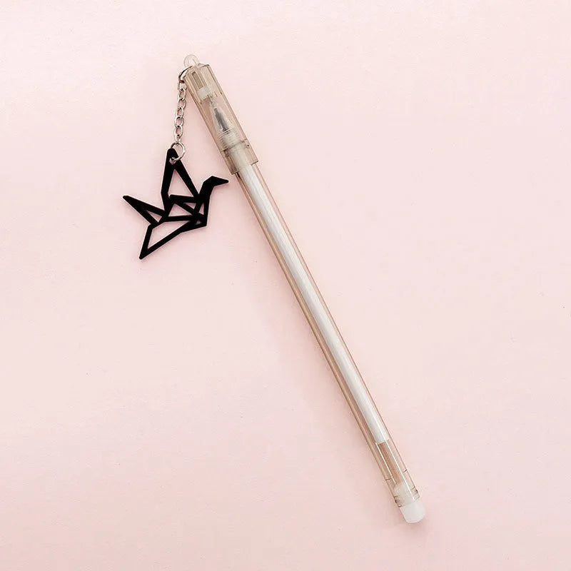 Paper crane rabbit pendant gel pen with 0.38mm tip and 17cm plastic body