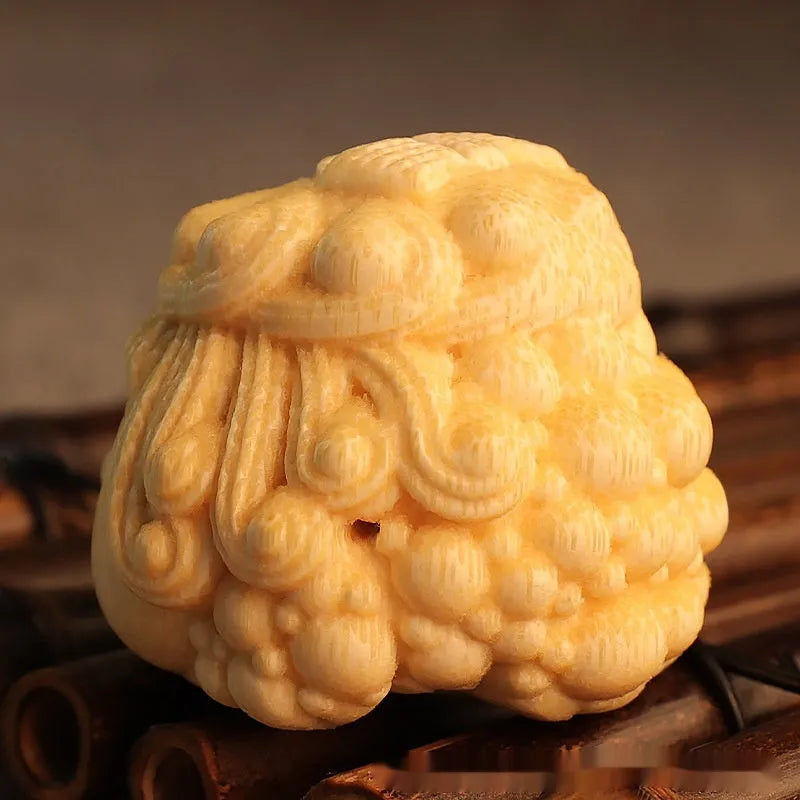 Golden toad princess bamboo carving ornament in cute style for household decoration