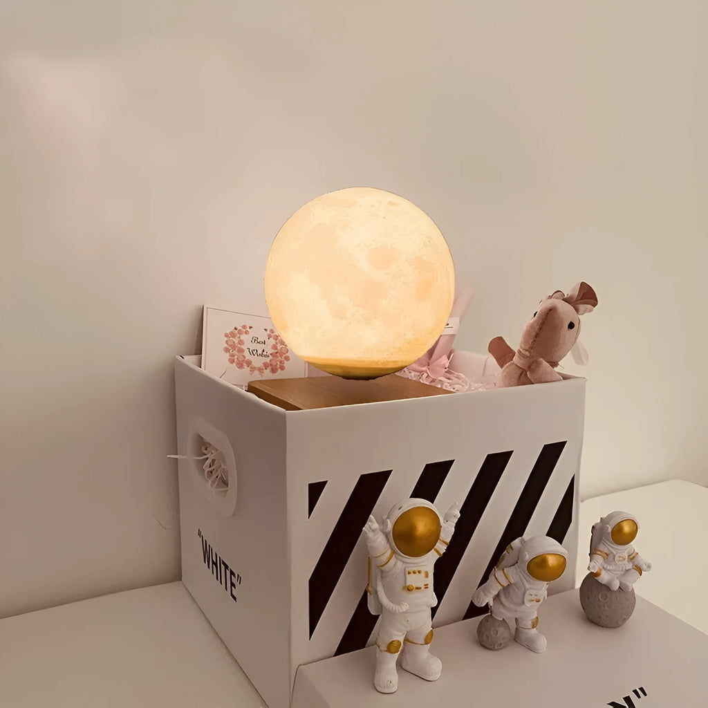 Maglev moon planet night light floating with LED illumination and astronaut figures