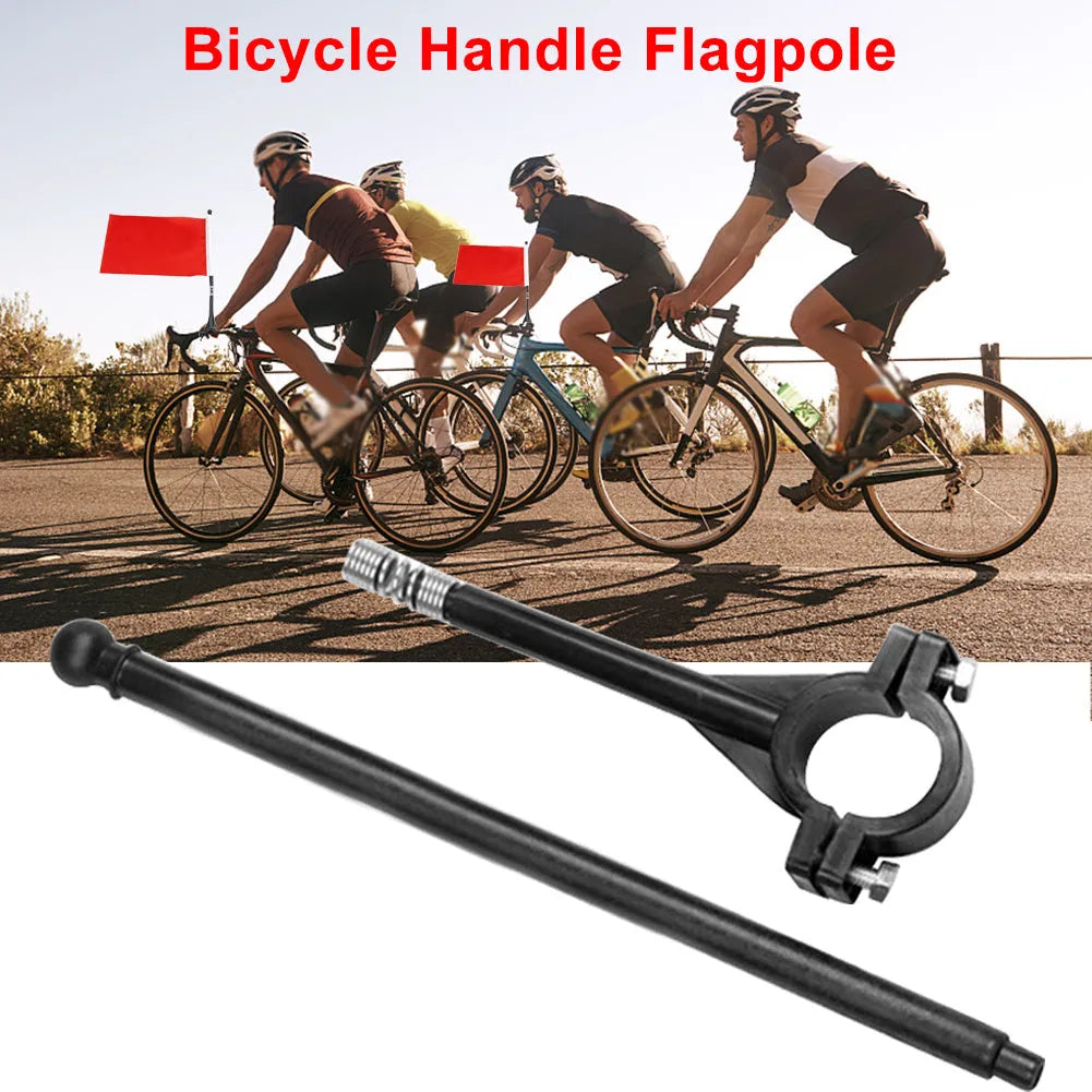 Cycling handlebar flag pole with square polyester fabric flag attached for bicycle promotions