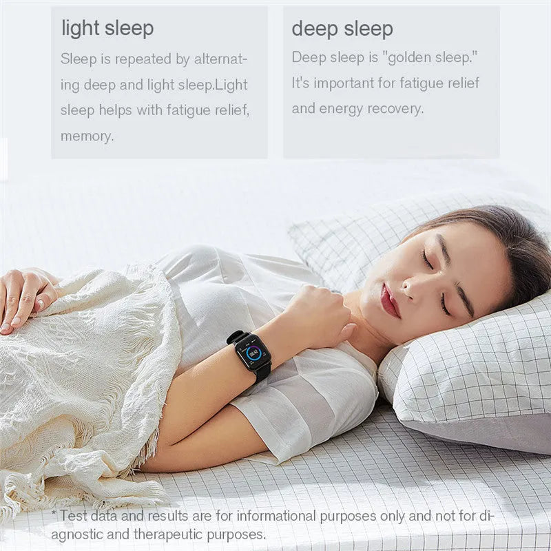 Black waterproof smart bracelet with 1.4 inch touch screen on a silicone wrist strap.