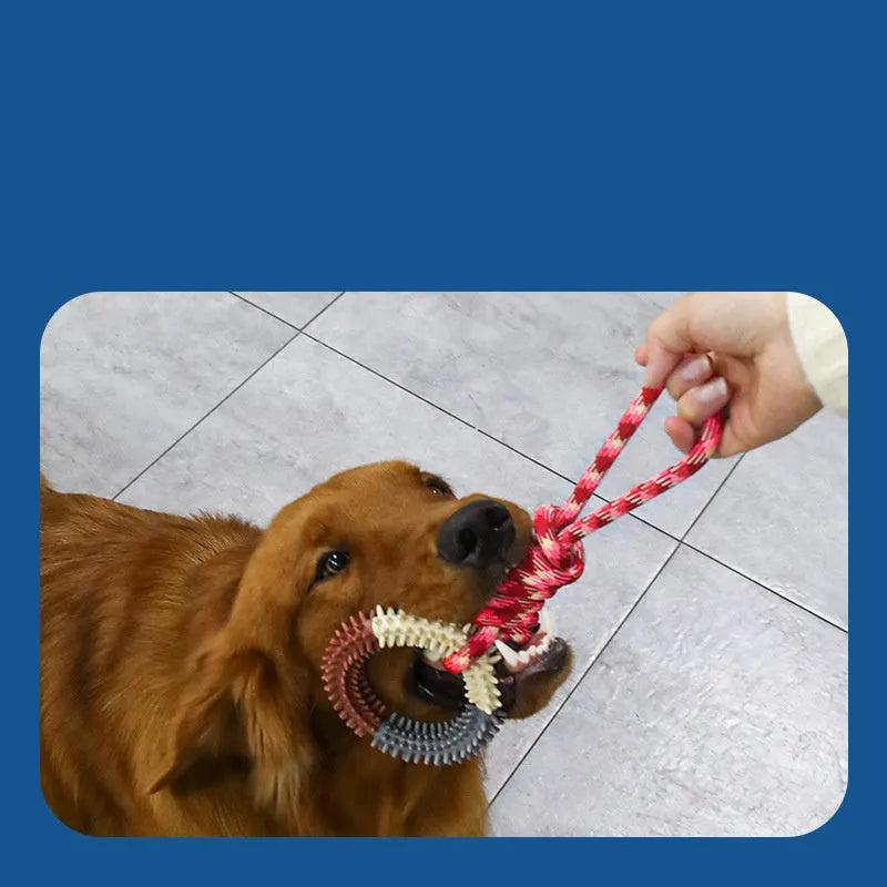 43cm braided rope dog chew toy with multiple coloured strands for aggressive chewers