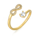 Geometric personalised letter ring with open diamond zircon setting in gold colour.