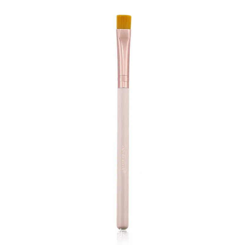 26 pink-handled makeup brushes with wool bristles in a pink PU case