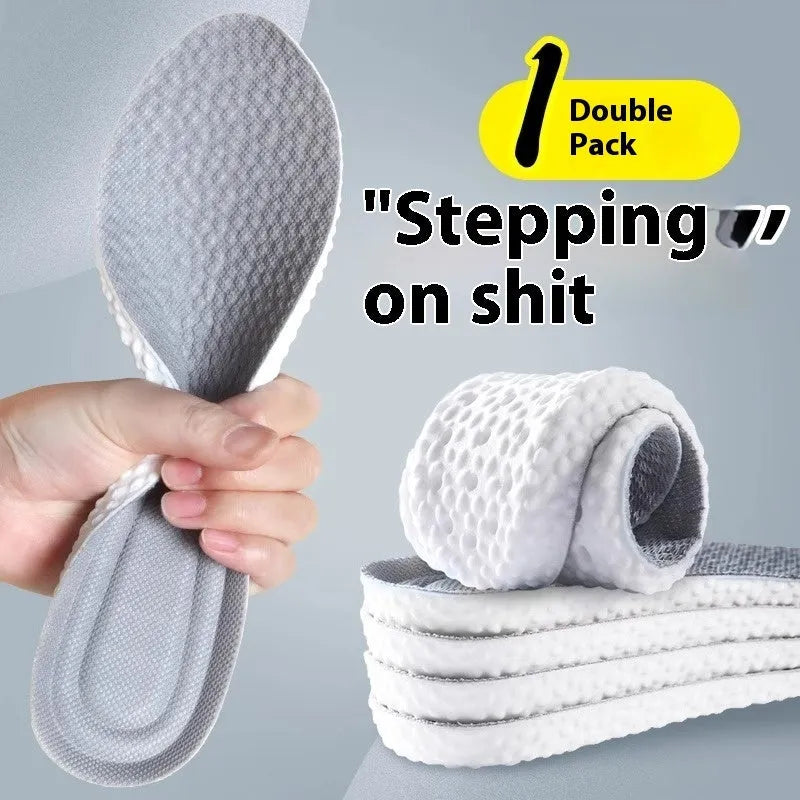 Grey, black, and orange cuttable breathable sports insoles made from PU foam.