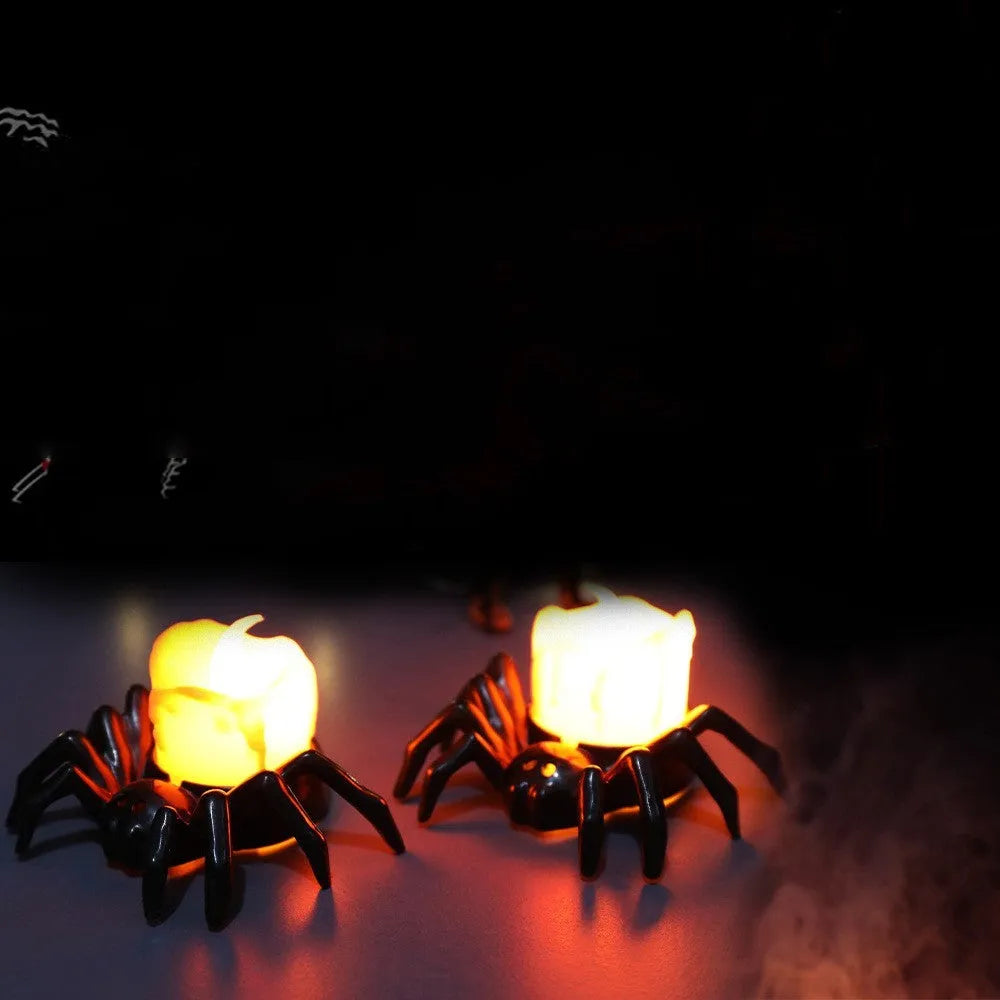 Halloween spider candlestick ornament plastic decorative candle light 7x8.5x5cm