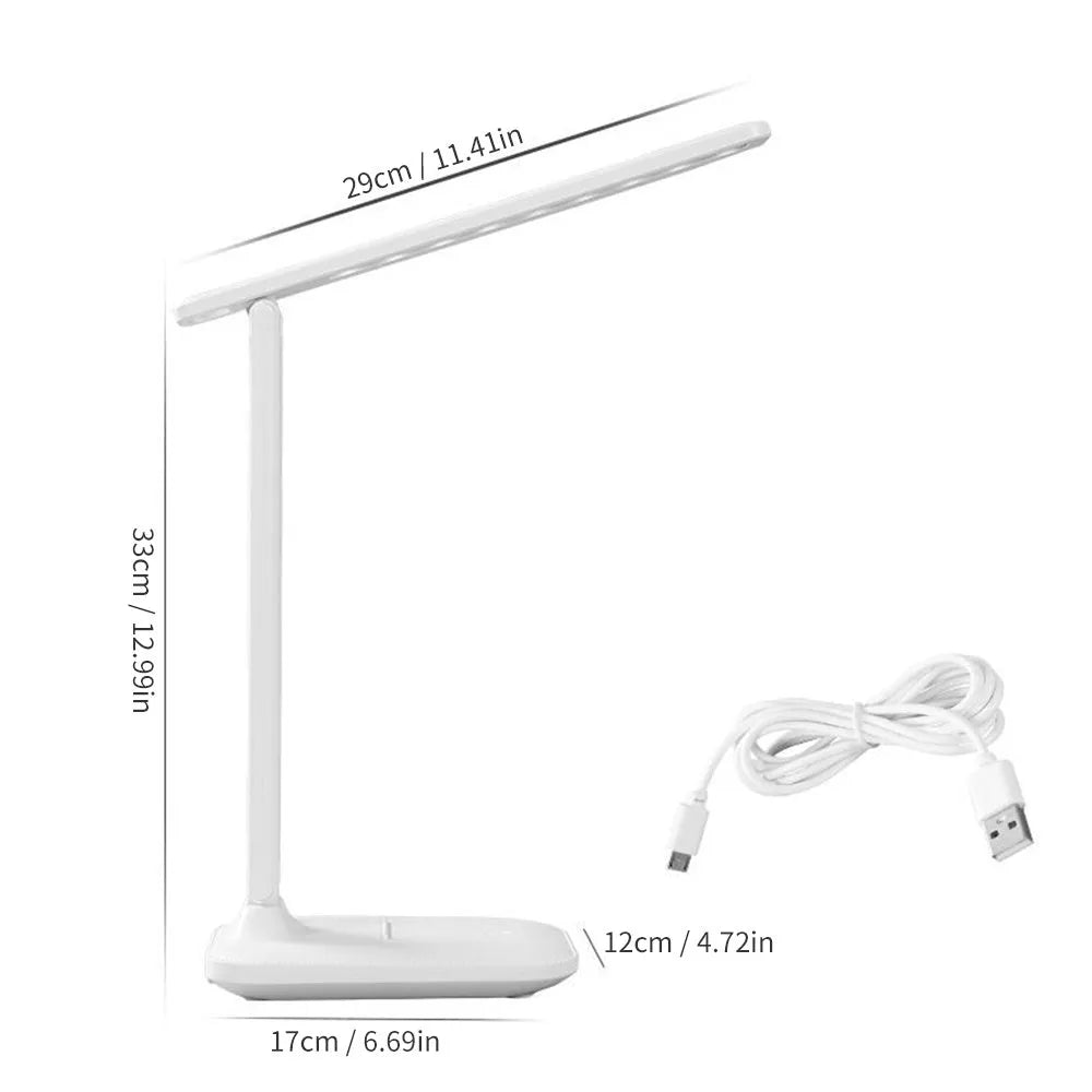 White touch dimming bedside table lamp with USB charging port