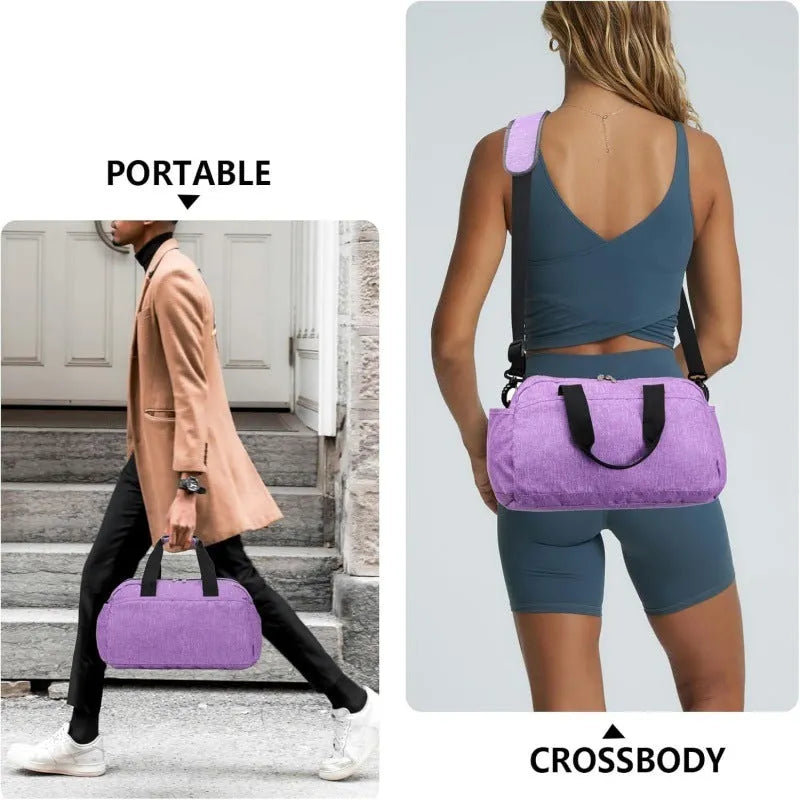 Small lightweight polyester luggage bag in solid colour with curved shoulder strap, 35.5x20x20cm