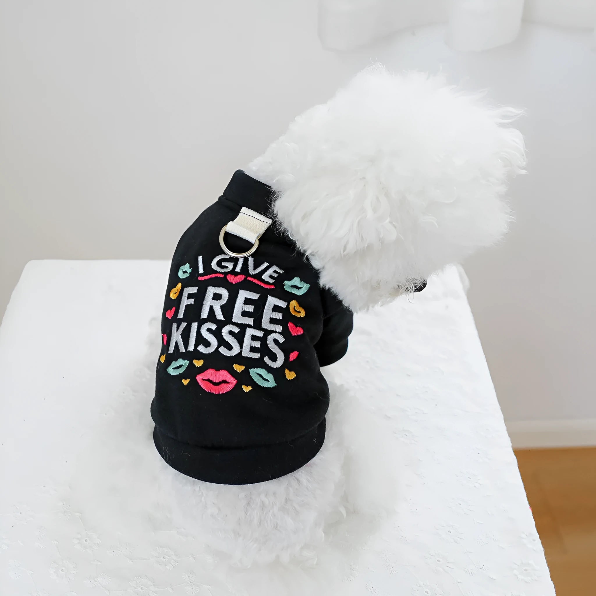 A casual grey pet knitwear jumper for dogs or cats, shown in Kiss Sweater colour.