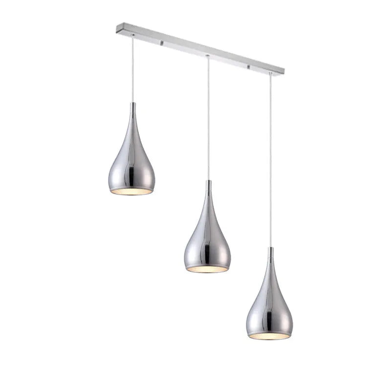 Iron restaurant chandelier ceiling lamp in black white or chrome finish with single or three head configuration