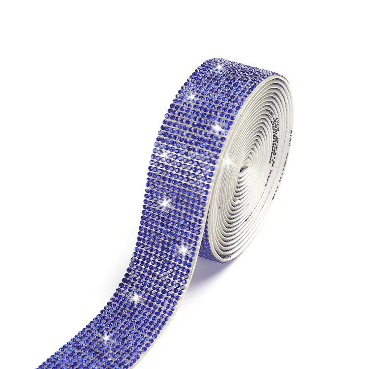 Self-adhesive water drill strip with electroplated glass beads for clothing decoration
