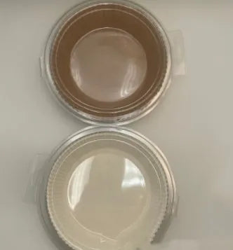 Round disposable paper liners for air fryers with 4.5cm high edges in white parchment colour
