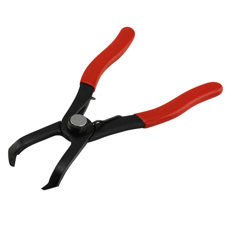 Red round nail removal pliers with PVC handles for interior door panel work