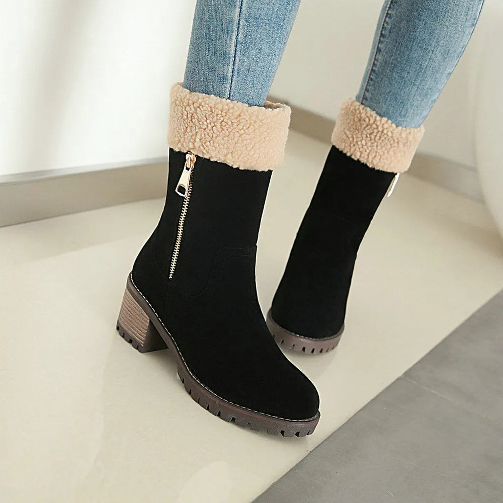 A pair of waterproof snow boots with a plush lining, shown in one of the available colours.