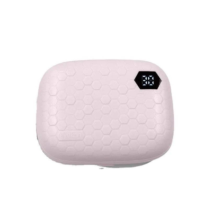 Automatic electric ultrasonic glasses cleaning machine in pearl white, showing compact 85x65x30mm size.