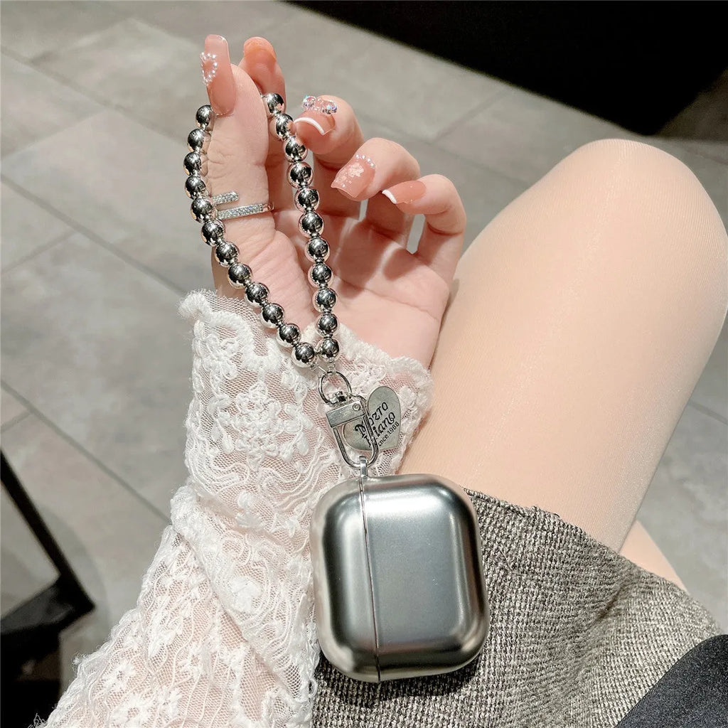 Matte electroplated TPU protective case for AirPods with attached bracelet loop
