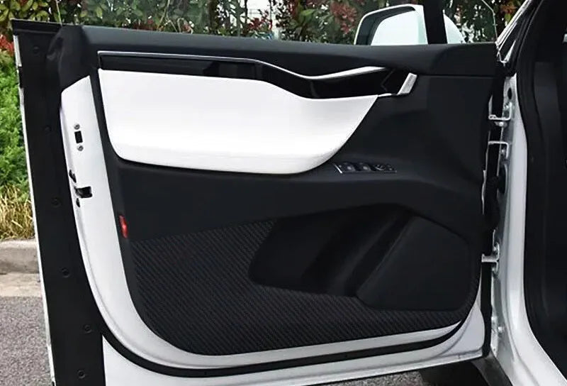 Carbon fibre protective film for Tesla Model S door control panels four-piece kit