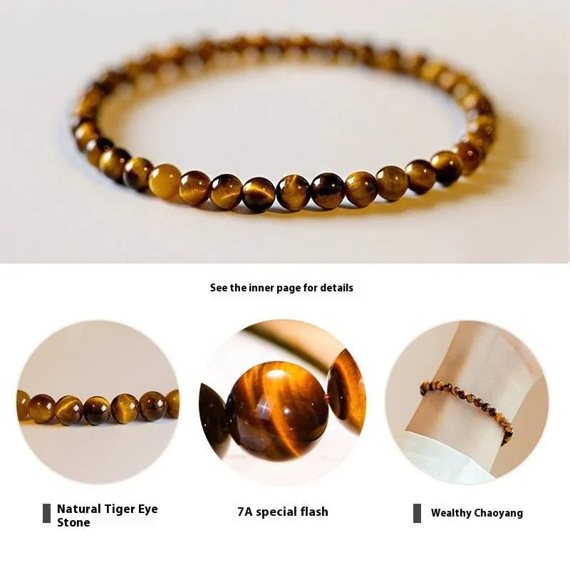 New Chinese style geometric Tigereye bracelet showing rounded elements and natural stone banding