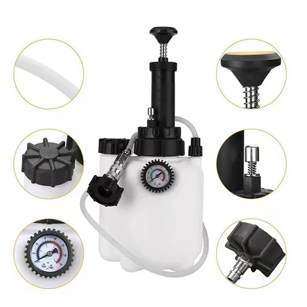 White 3L brake oil tank replacement tool with plastic reservoir and metal components for car maintenance