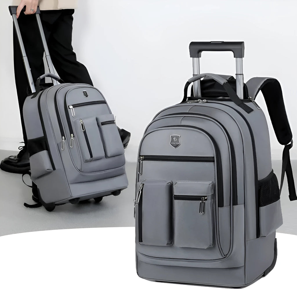 Ultra-light trolley backpack 16-inch Oxford cloth waterproof grey single-directional wheel travel bag