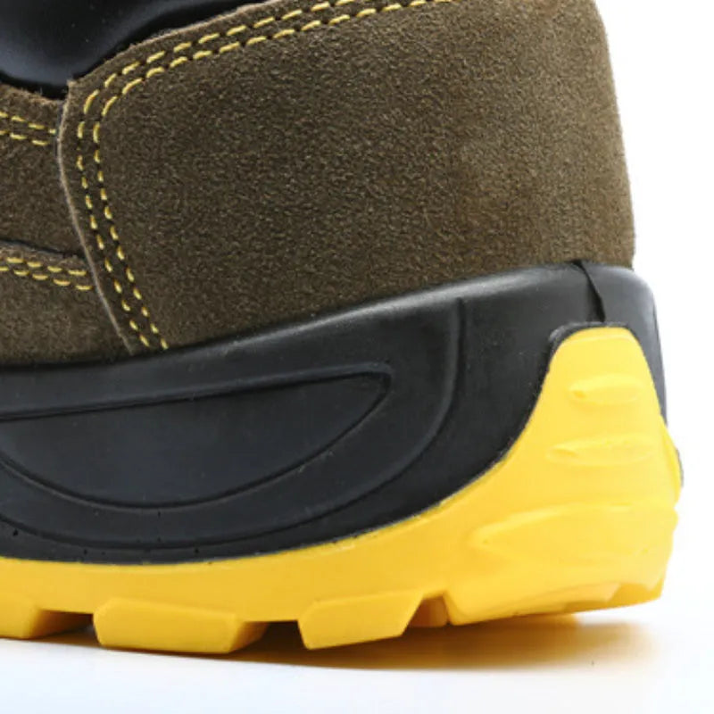 Bronze cow suede steel toe safety shoes with anti-skid rubber sole for industrial work