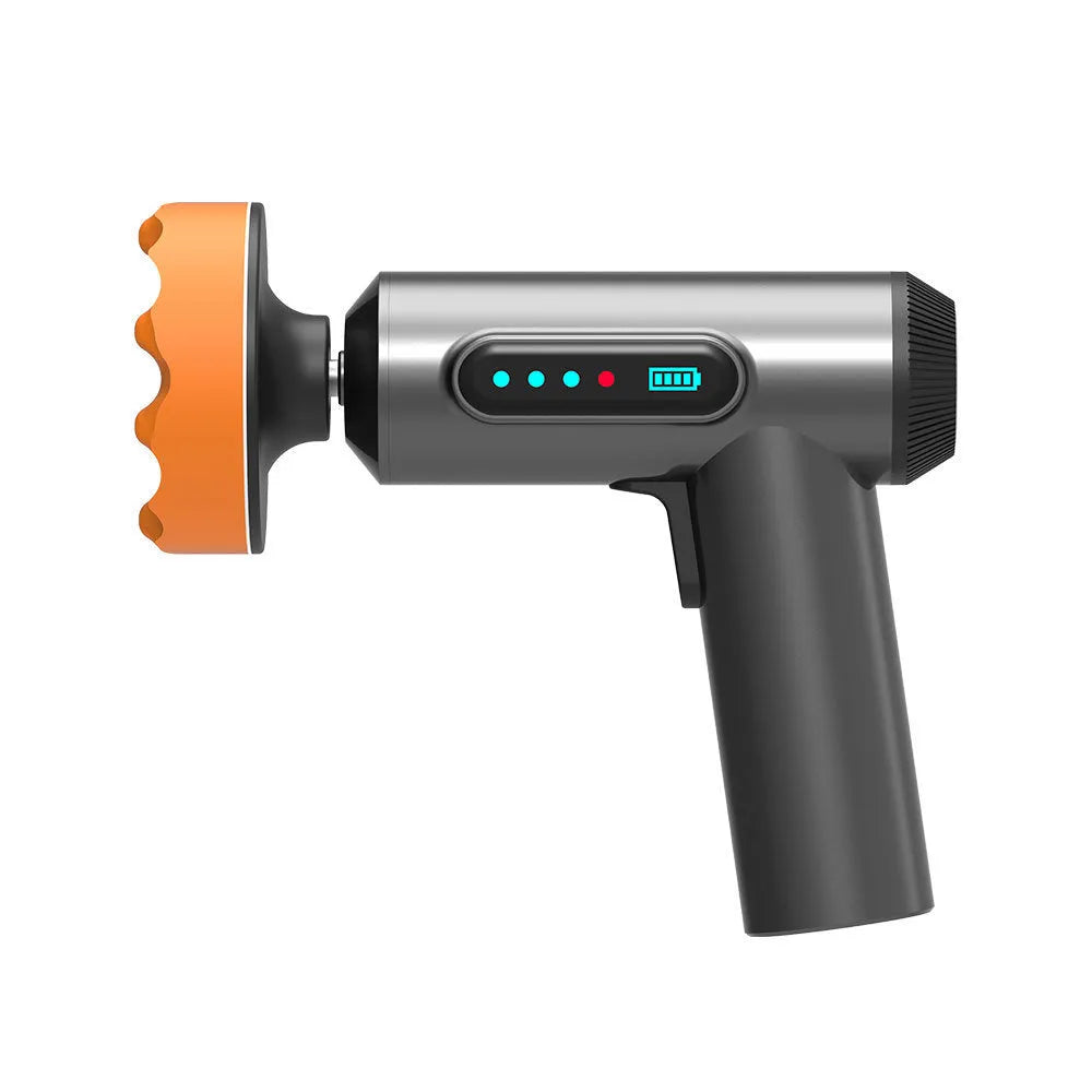 Wireless lithium battery waxing and polishing machine with polishing disc on a work surface
