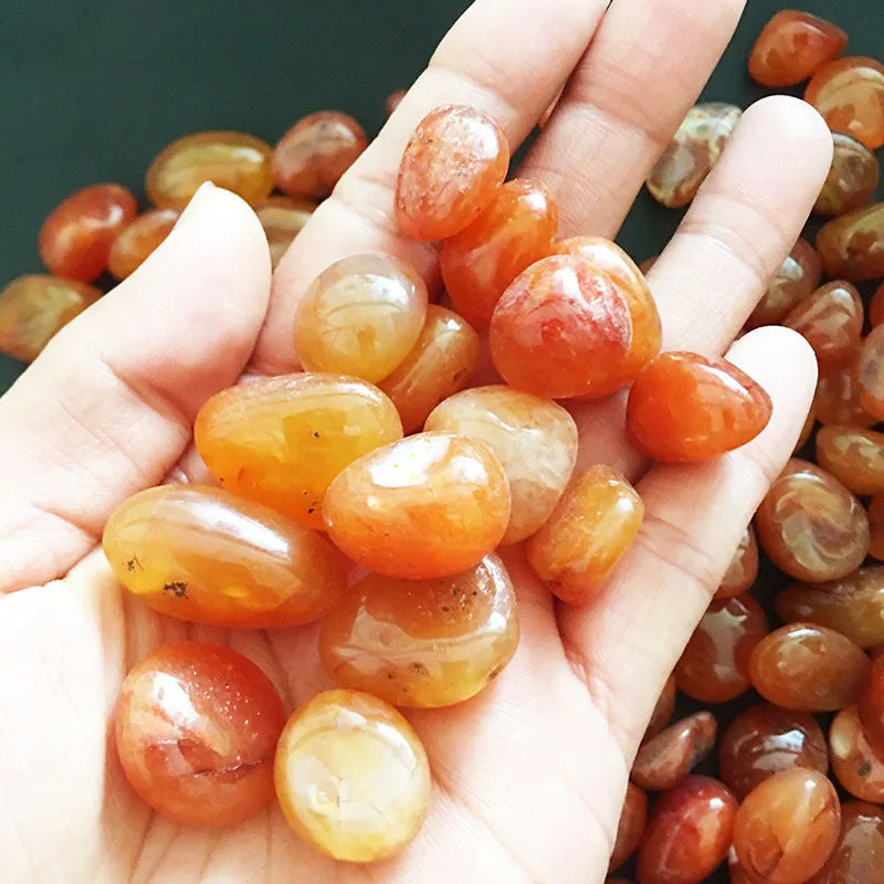 Natural red carnelian rough stone crystal specimens 15-20mm on neutral background