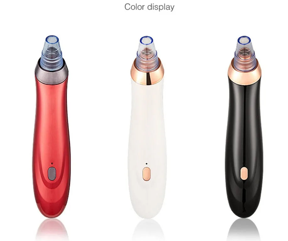 Electric blackhead remover pore cleaner device with multiple nozzle attachments