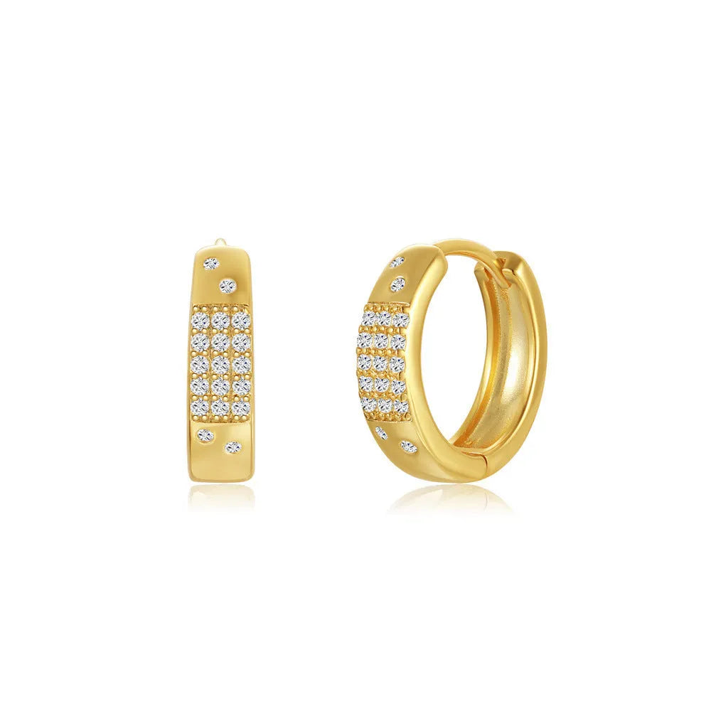 Golden brass earclip earrings with geometric round design and electroplated finish