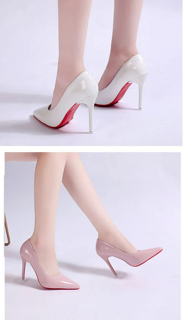 Women's solid colour stiletto heel pump with pointed toe in black