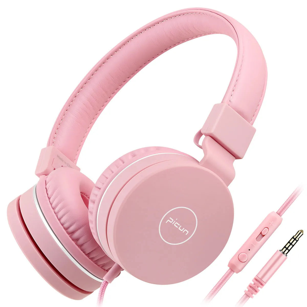 Wired over-ear headphones in mint green with protein earmuffs and a braided cable.