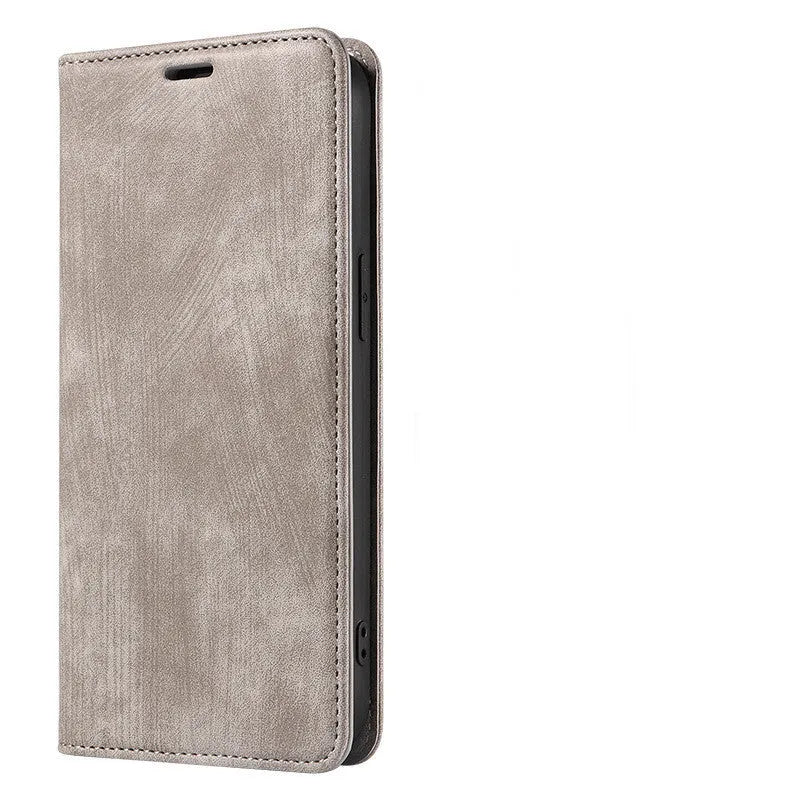 Magnetic flip phone case in leather and TPU for iPhone, shown in a solid colour.