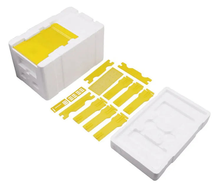 Three white EPS foam mini delivery boxes for bee mating and breeding activities