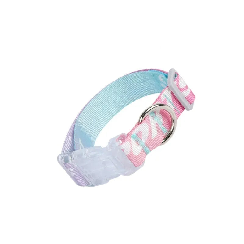 Adjustable nylon dog collar with cartoon gradient print in gradient colour and panda green options for small, medium, large dogs.