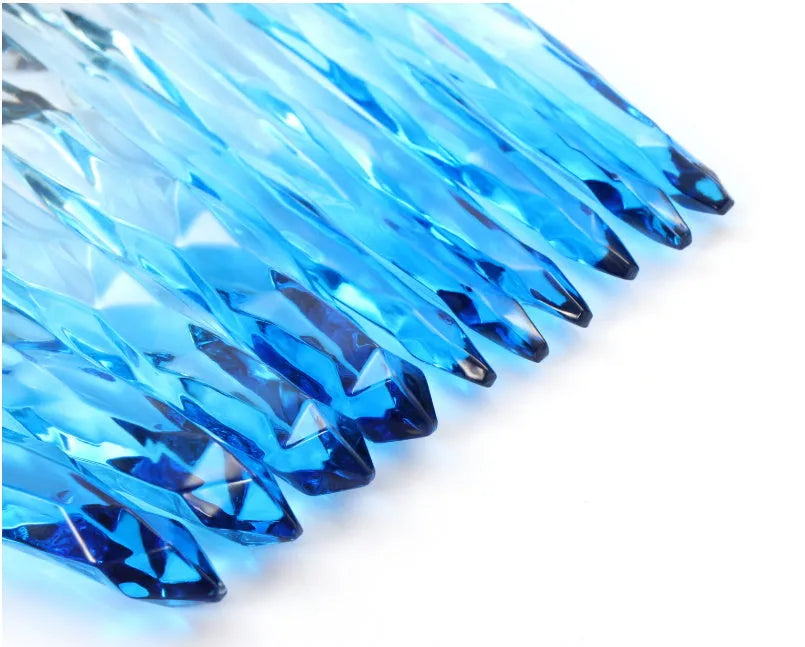 10 clear crystal diamond shank foundation brushes with artificial fibre bristles in choice of colours