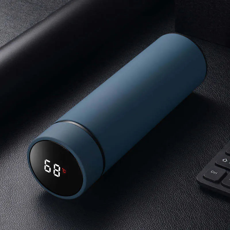 450ml stainless steel vacuum insulated water bottle in black, red, gold, and blue colours